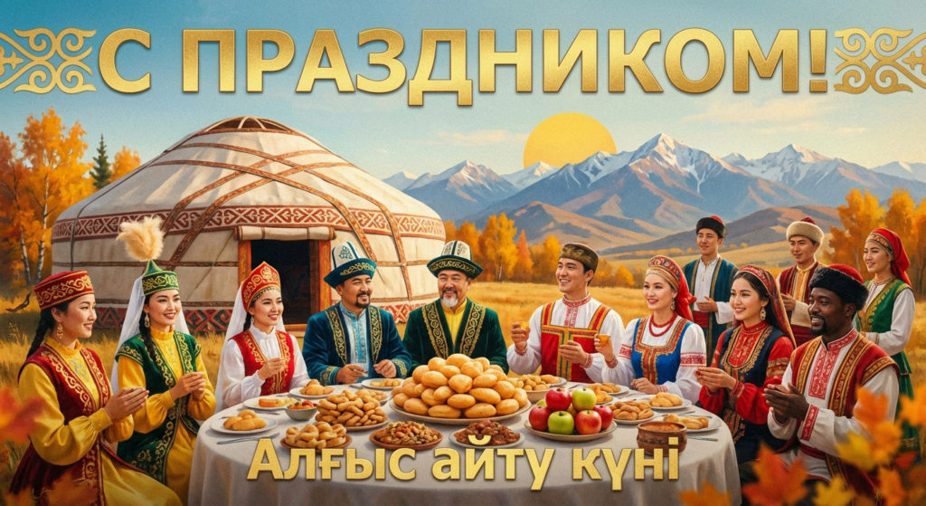 Создать открытку-картинку с поздравлением на День благодарности в Казахстане с помощью нейросети