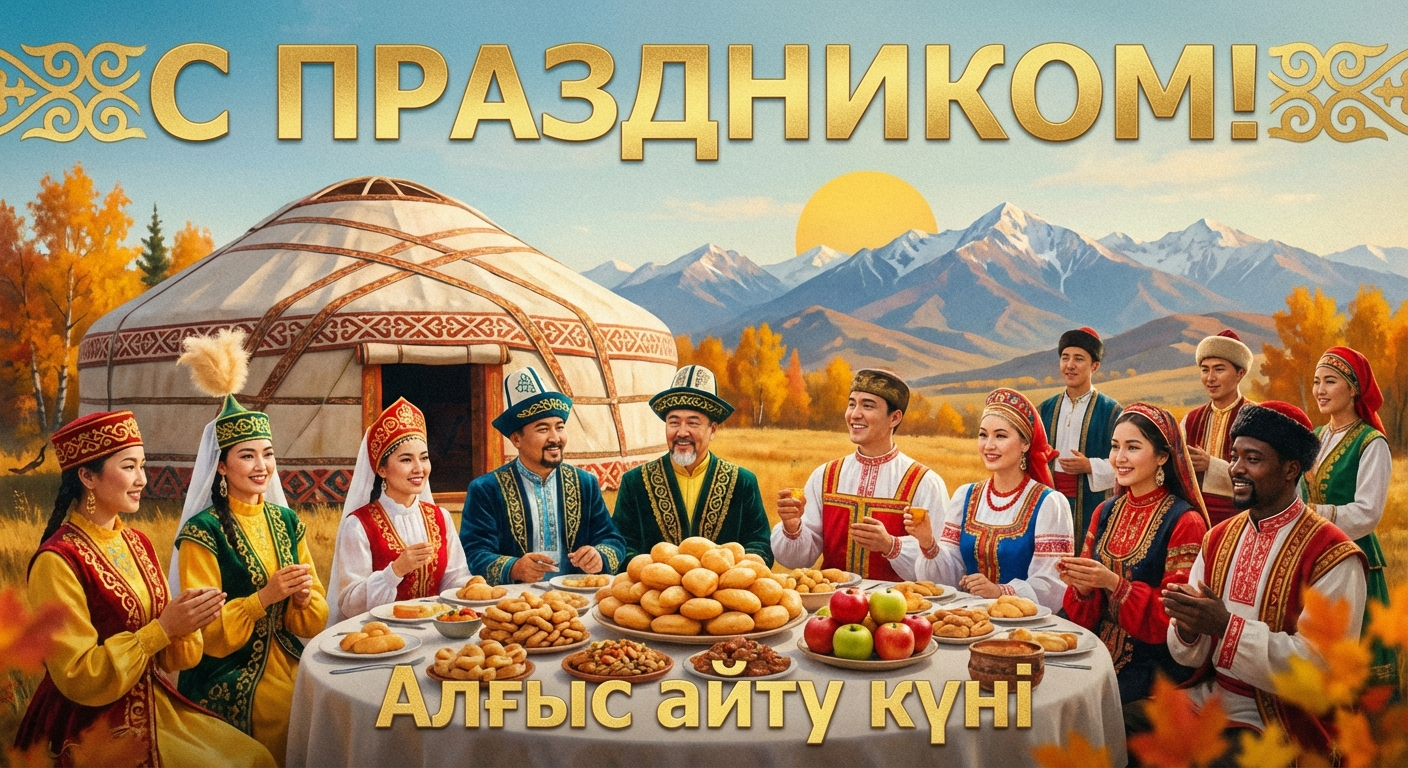 Создать открытку-картинку с поздравлением на День благодарности в Казахстане с помощью нейросети