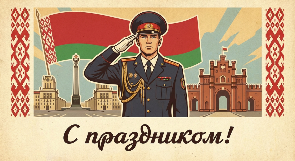 Создать открытку-картинку с поздравлением на День милиции в Беларуси с помощью нейросети