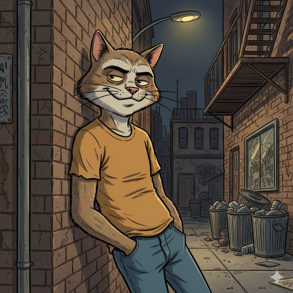 Сгенерировать фото или селфи в стиле персонажа "Приключения кота Фрица"