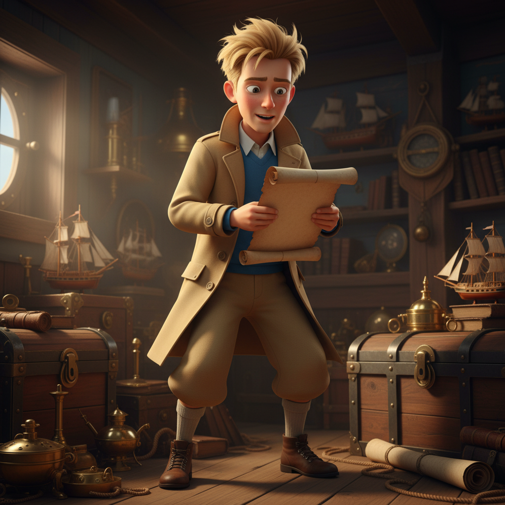 Сгенерировать фото или селфи в стиле персонажа "Приключения Тинтина: Тайна «Единорога»"