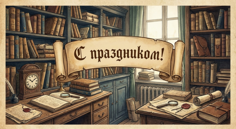 Создать открытку-картинку с поздравлением на День архивов с помощью нейросети