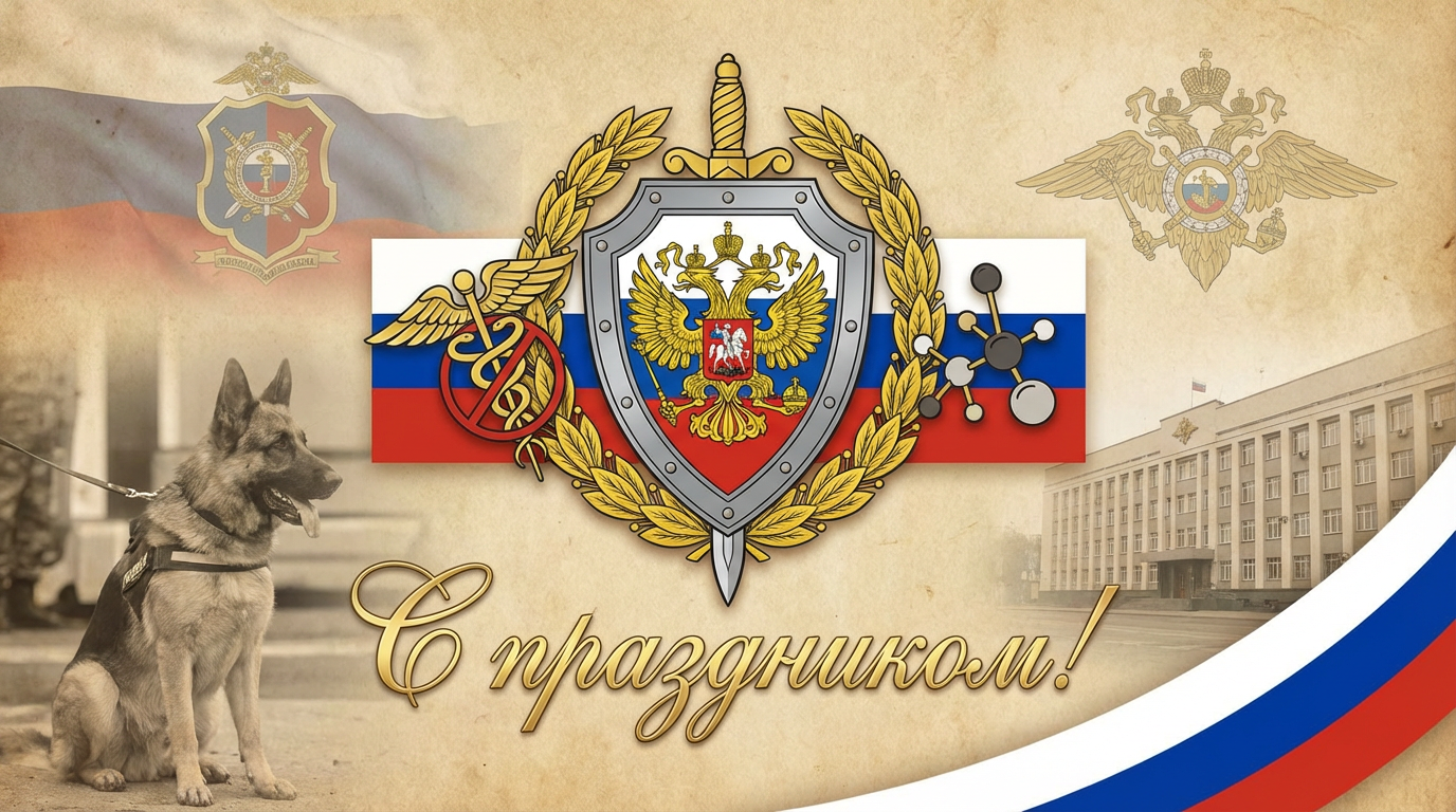 Создать открытку-картинку с поздравлением на День работника органов наркоконтроля с помощью нейросети