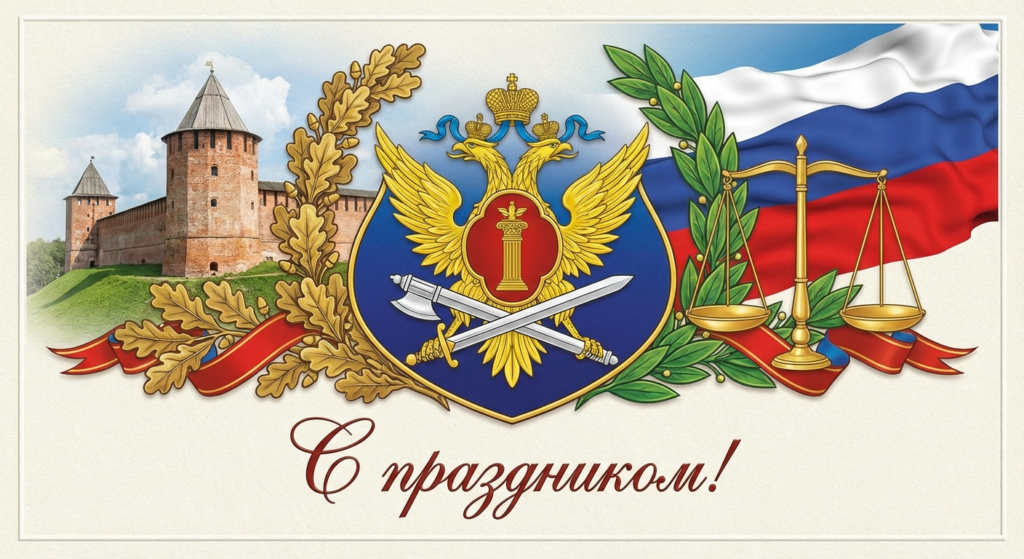 Создать открытку-картинку с поздравлением на День работников уголовно-исполнительной системы Министерства юстиции с помощью нейросети