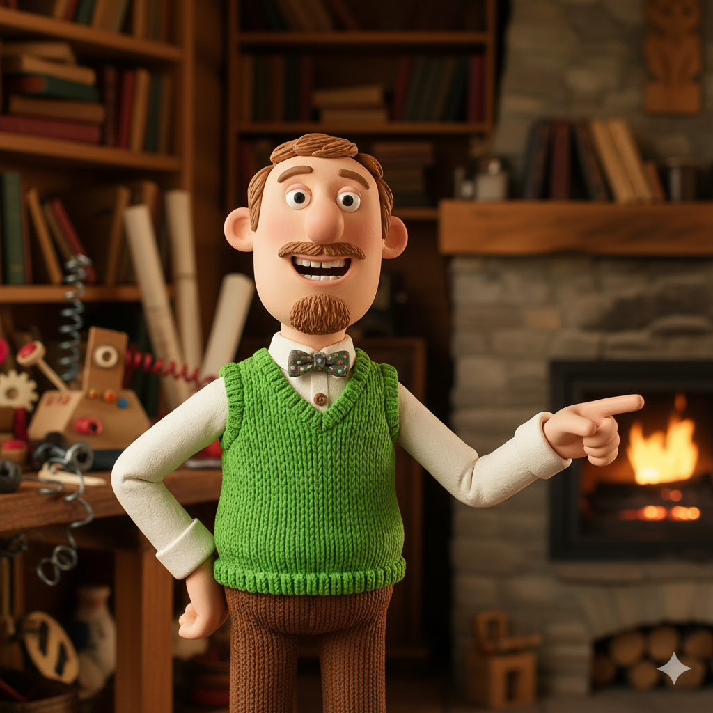 Сгенерировать фото или селфи в стиле персонажа «Уоллес и Громит: Проклятие кролика-оборотня»