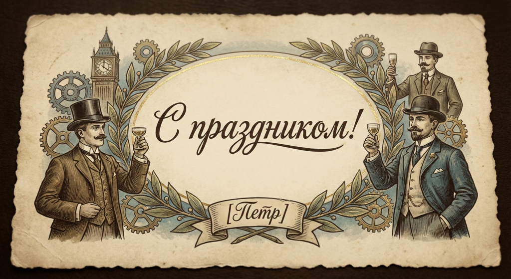 Поздравительная открытка на день рождения Петру через ИИ