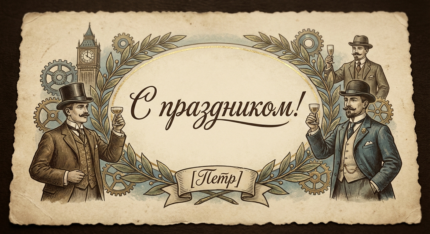 Поздравительная открытка на день рождения Петру через ИИ