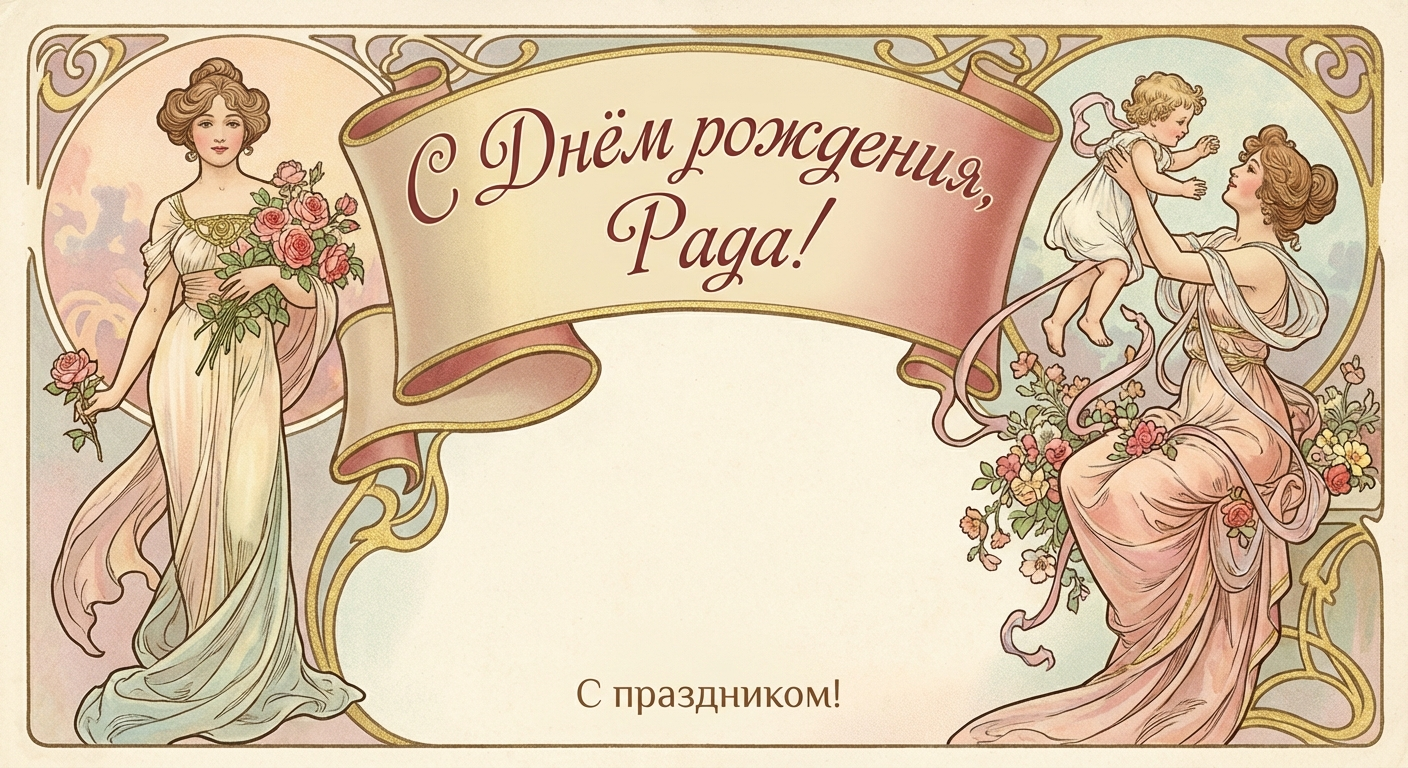 Поздравительная открытка на день рождения Раде через ИИ