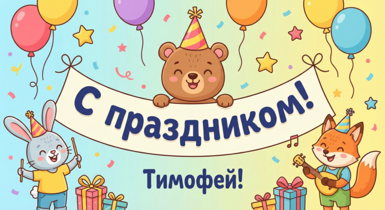 Поздравительная открытка на день рождения Тимофею через ИИ