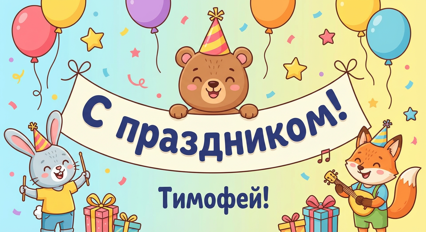 Поздравительная открытка на день рождения Тимофею через ИИ