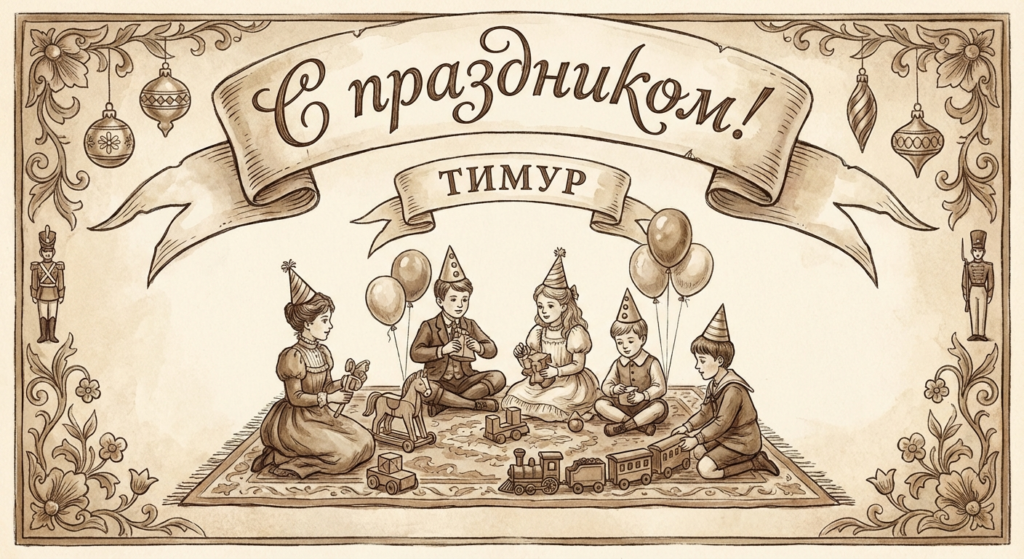Поздравительная открытка на день рождения Тимуру через ИИ