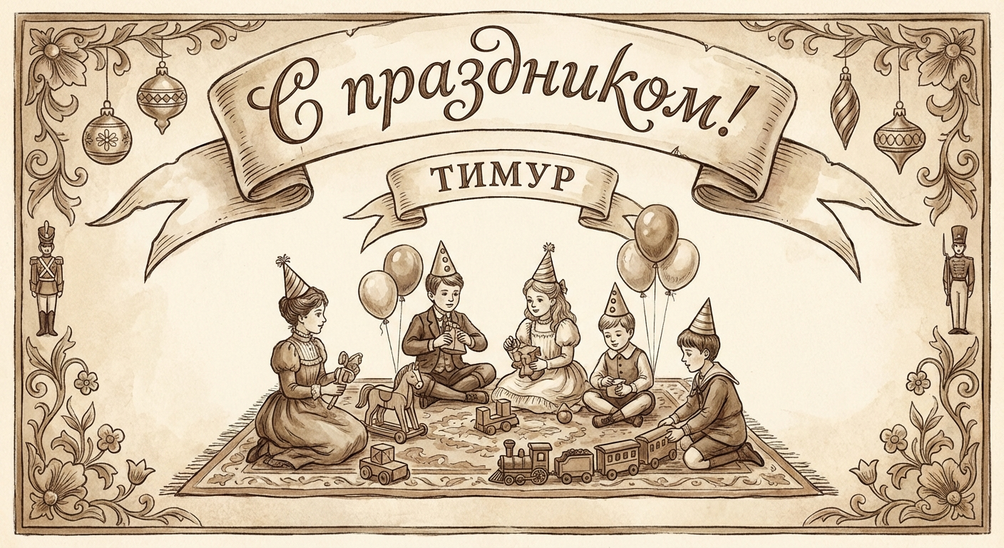 Поздравительная открытка на день рождения Тимуру через ИИ