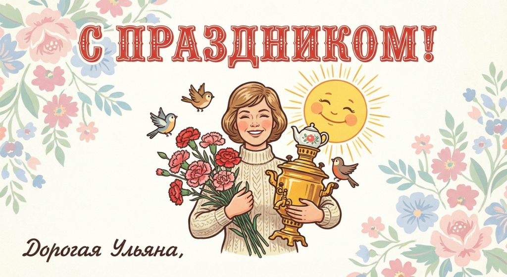 Поздравительная открытка на день рождения Ульяне через ИИ