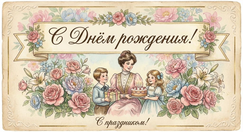 Поздравительная открытка на день рождения маме через ИИ