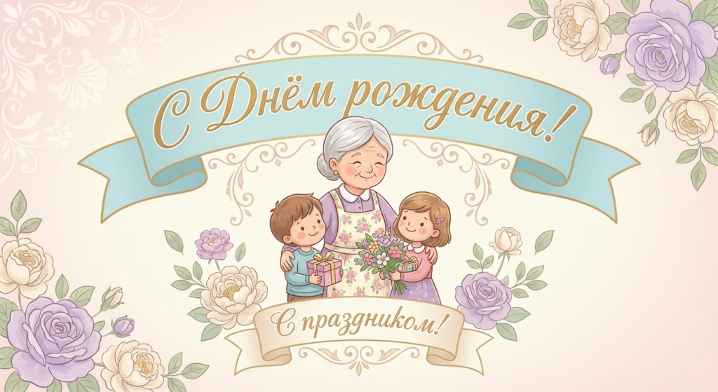 Поздравительная открытка на день рождения бабушке через ИИ