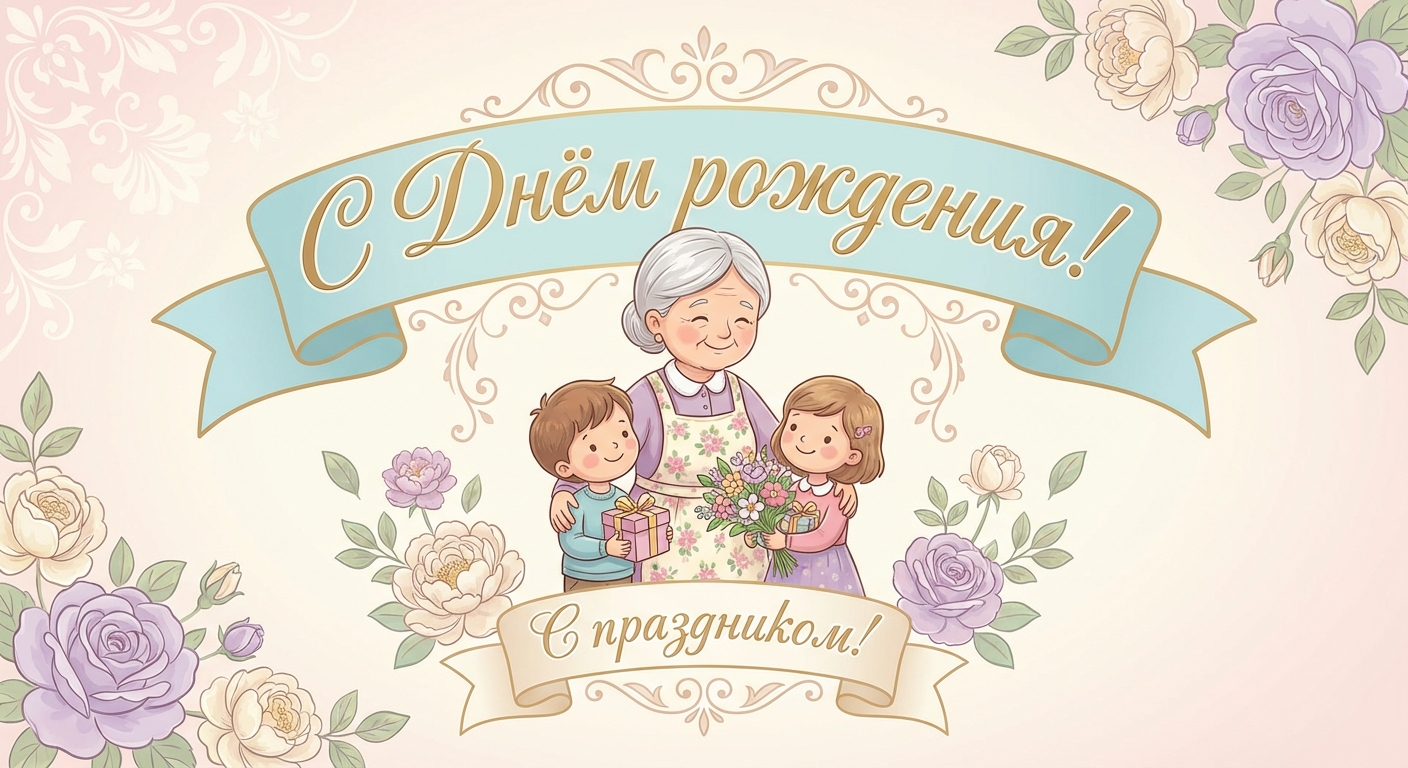 Поздравительная открытка на день рождения бабушке через ИИ