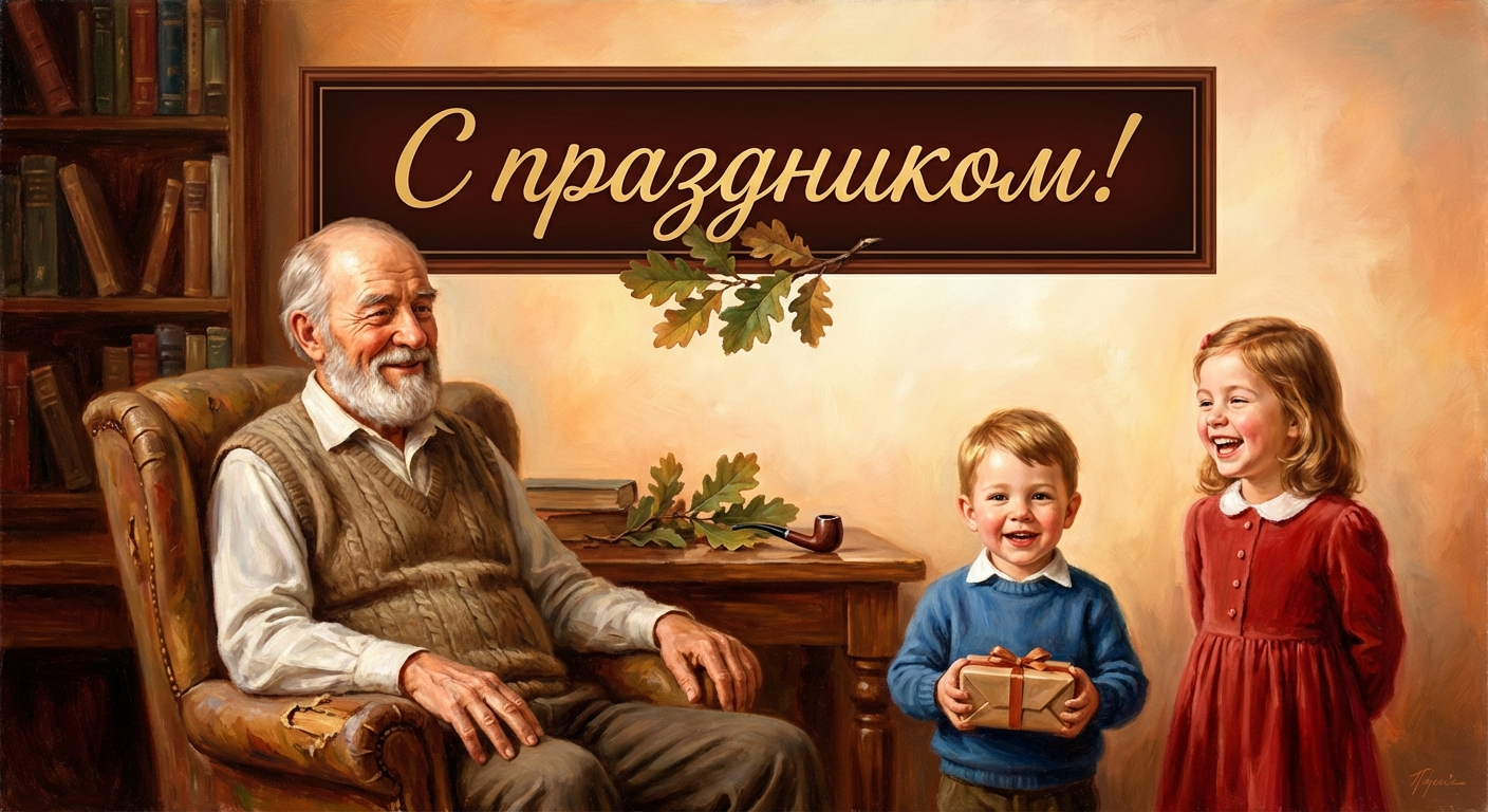 Поздравительная открытка на день рождения дедушке через ИИ