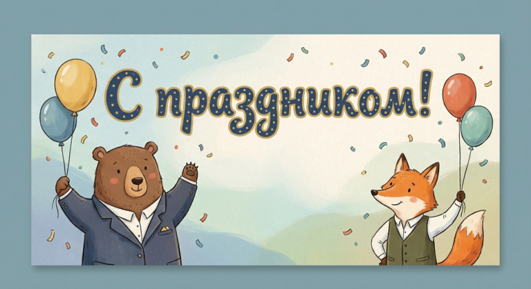 Поздравительная открытка на день рождения коллеге-мужчине через ИИ