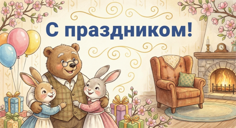 Поздравительная открытка на день рождения прадедушке через ИИ