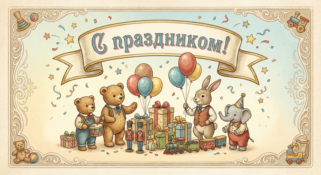 Поздравительная открытка на день рождения правнуку через ИИ