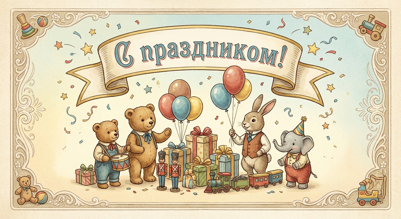 Поздравительная открытка на день рождения правнуку через ИИ