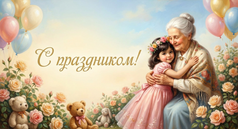 Поздравительная открытка на день рождения правнучке через ИИ
