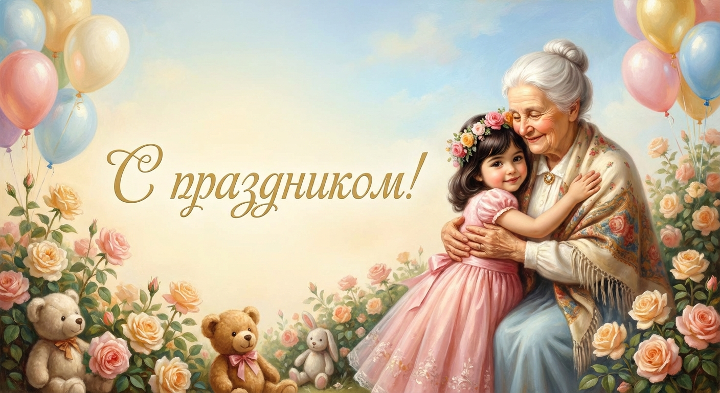 Поздравительная открытка на день рождения правнучке через ИИ