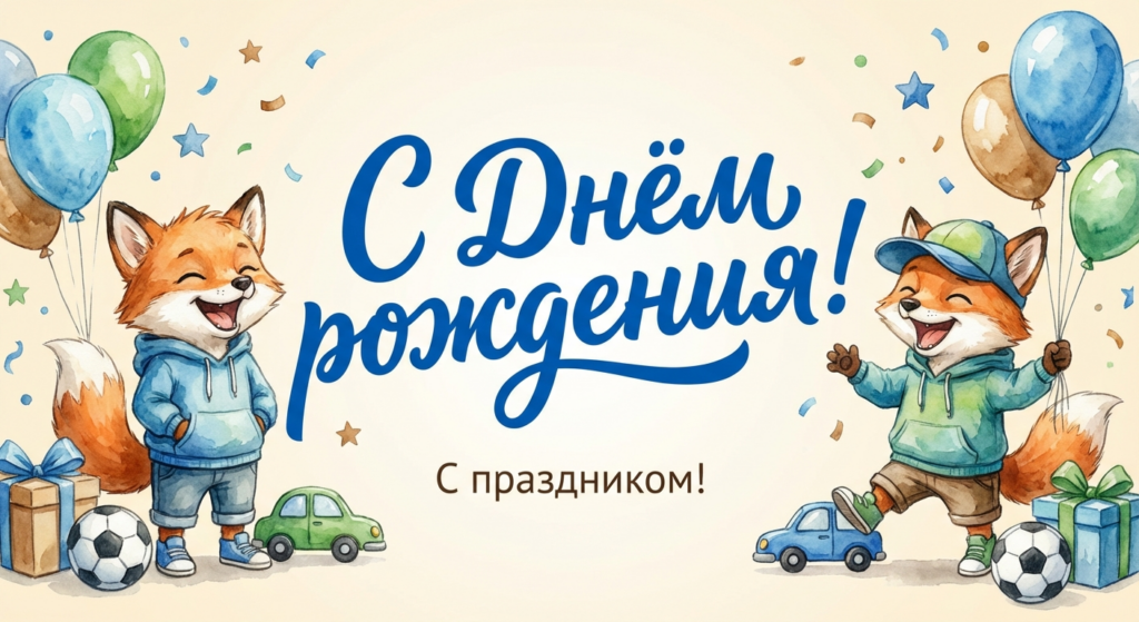 Поздравительная открытка на день рождения брату через ИИ