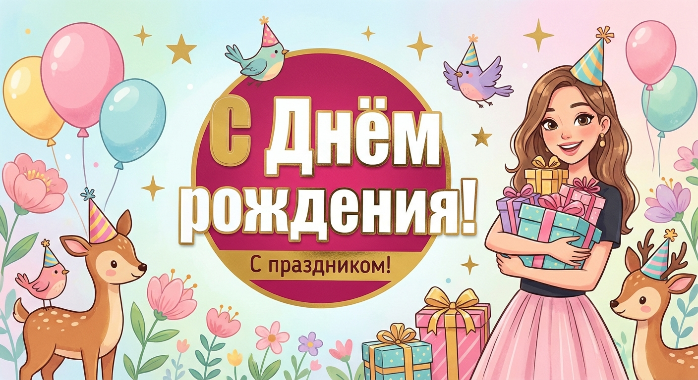 Поздравительная открытка на день рождения кузине через ИИ