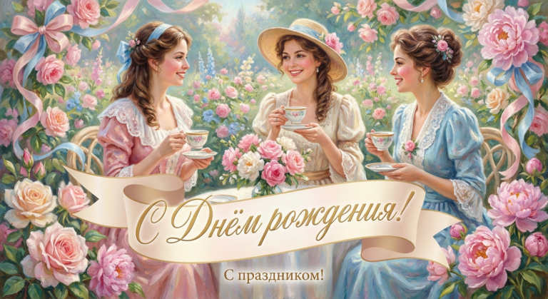 Поздравительная открытка на день рождения троюродной сестре через ИИ