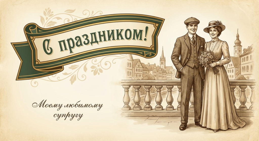 Поздравительная открытка на день рождения супругу через ИИ