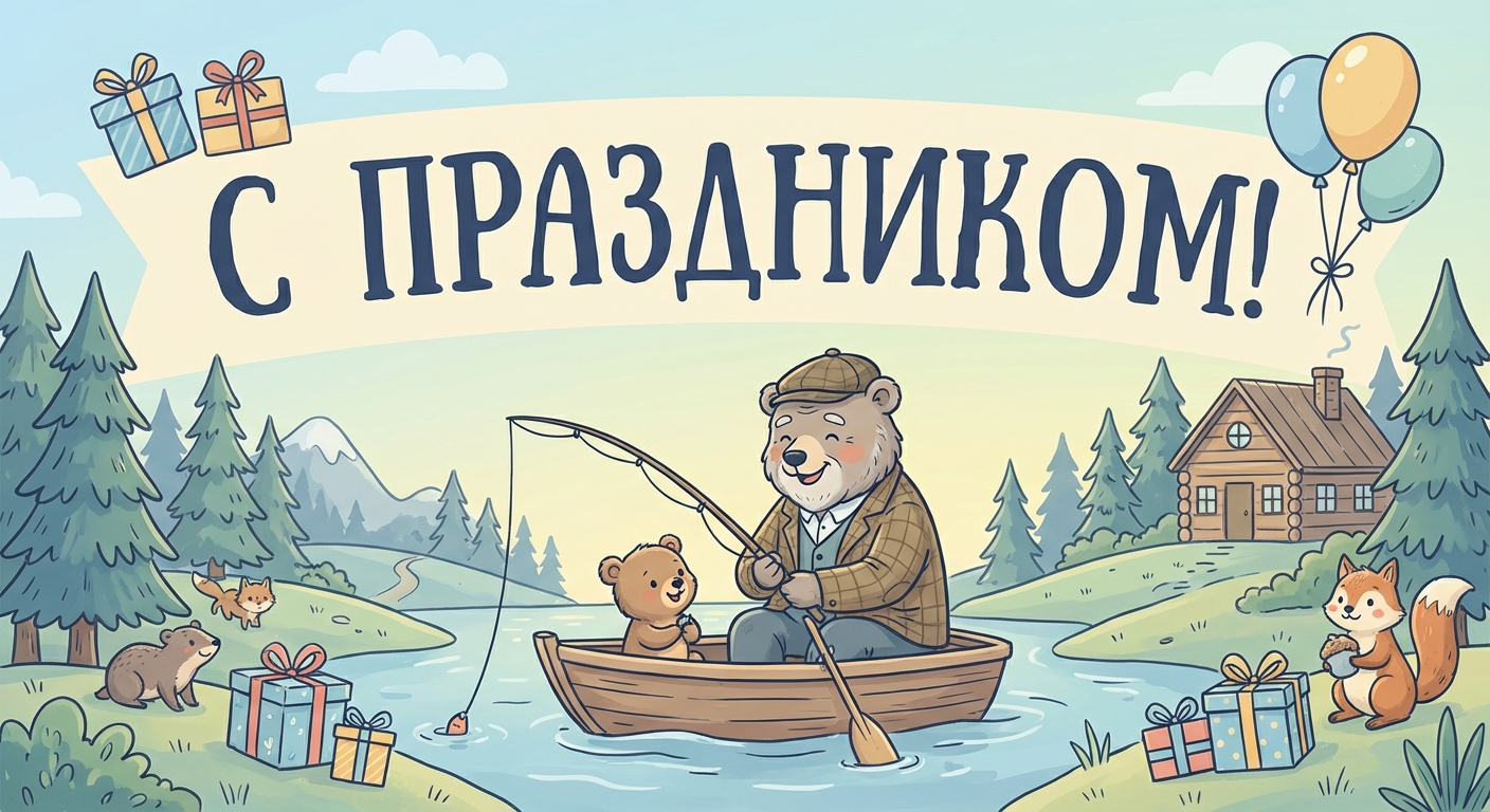 Поздравительная открытка на день рождения свёкру через ИИ