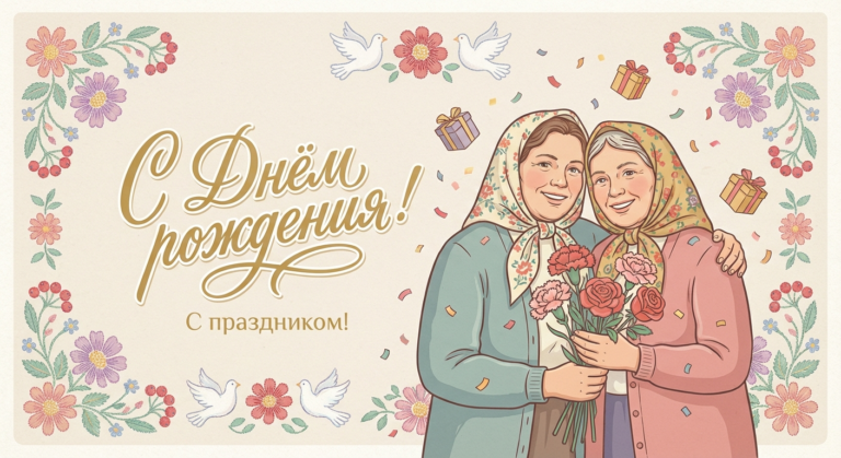 Поздравительная открытка на день рождения матери мужа через ИИ