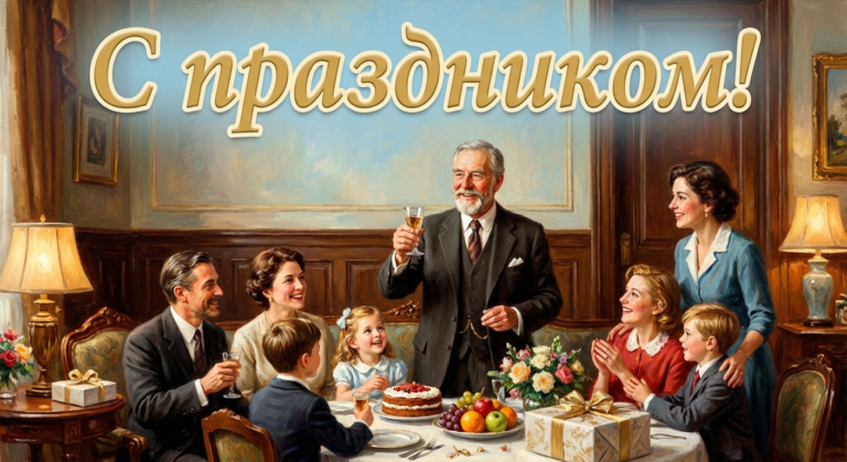 Поздравительная открытка на день рождения тестю через ИИ