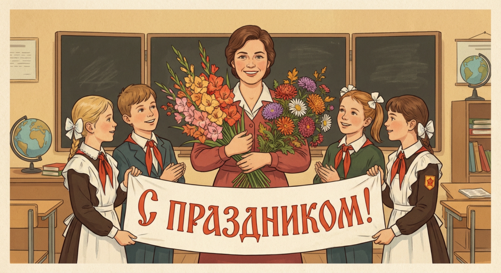 Поздравительная открытка на день рождения учителю через ИИ