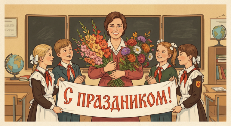 Поздравительная открытка на день рождения учителю через ИИ