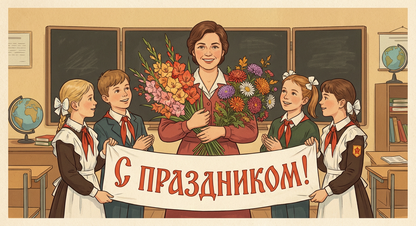 Поздравительная открытка на день рождения учителю через ИИ