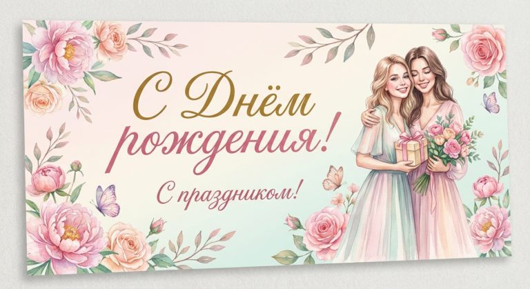 Поздравительная открытка на день рождения сестре мужа через ИИ