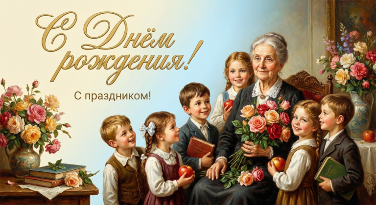 Поздравительная открытка на день рождения учительнице через ИИ