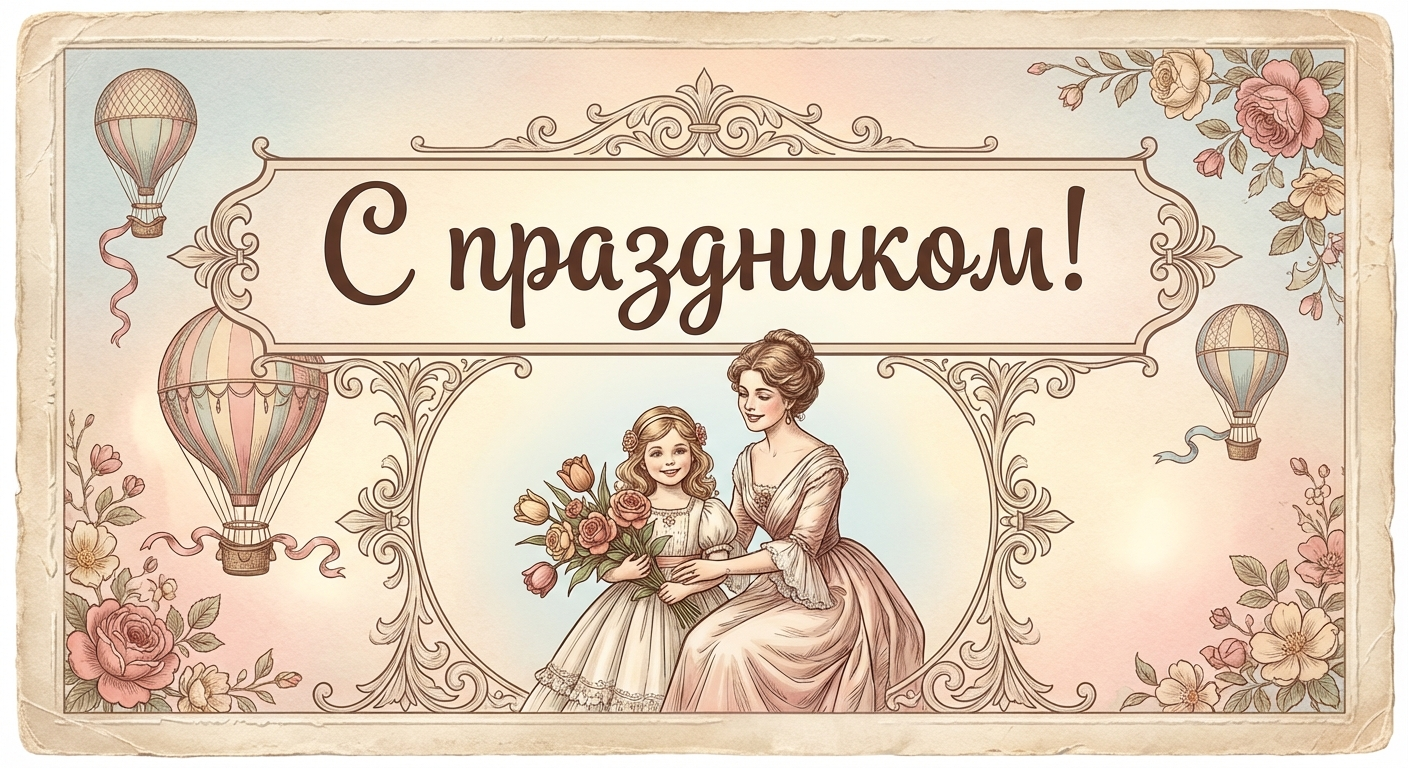 Поздравительная открытка на день рождения неродной матери через ИИ