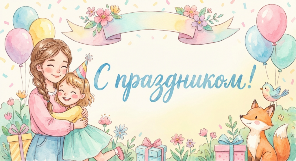 Поздравительная открытка на день рождения падчерице через ИИ