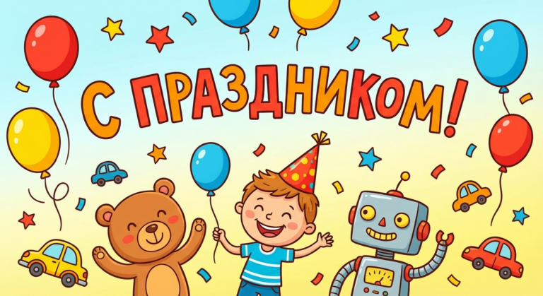 Поздравительная открытка на день рождения пасынку через ИИ