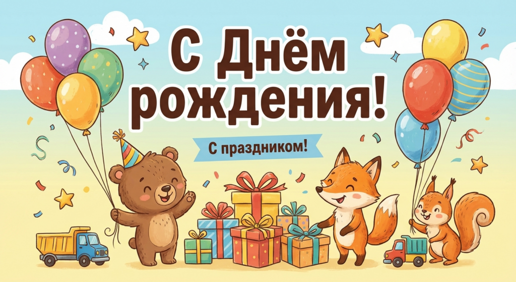 Поздравительная открытка на день рождения неродному сыну через ИИ