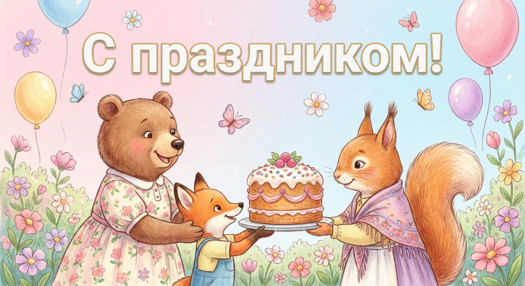 Поздравительная открытка на день рождения крёстной матери через ИИ