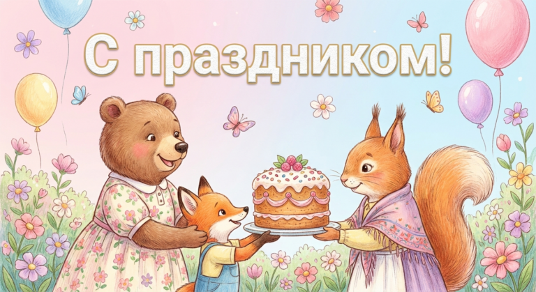 Поздравительная открытка на день рождения крёстной матери через ИИ