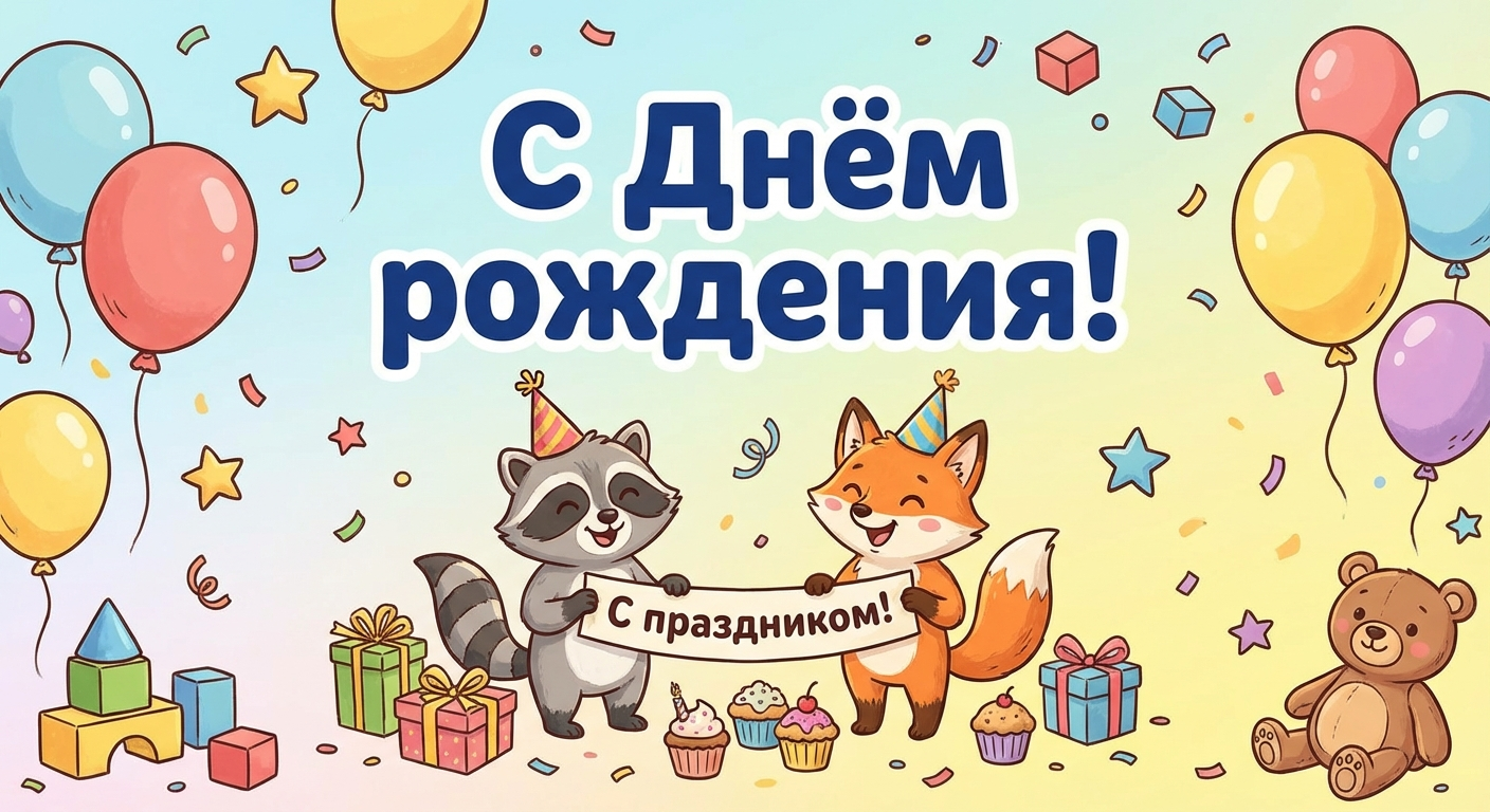 Поздравительная открытка на день рождения крестнику через ИИ