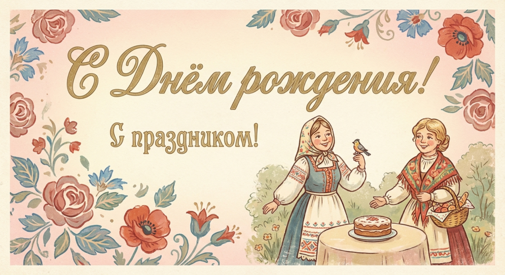 Поздравительная открытка на день рождения куме через ИИ