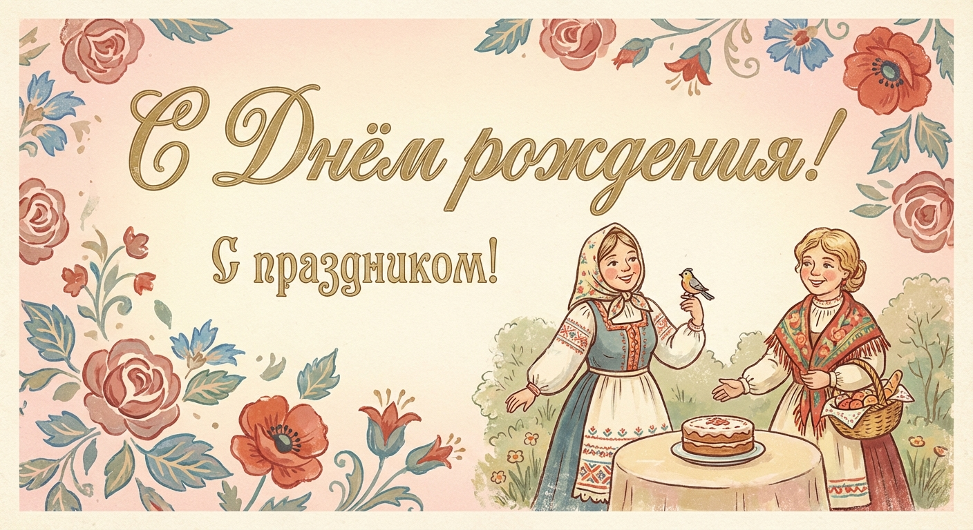 Поздравительная открытка на день рождения куме через ИИ