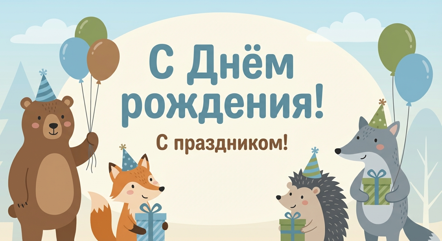 Поздравительная открытка на день рождения мужчине через ИИ