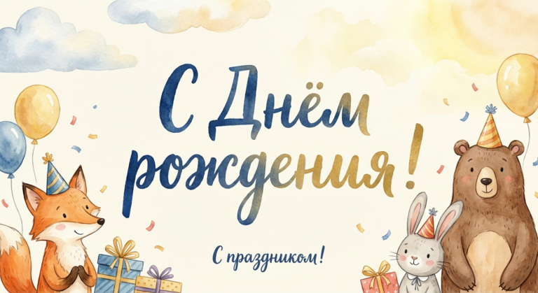 Поздравительная открытка на день рождения однокласснику через ИИ